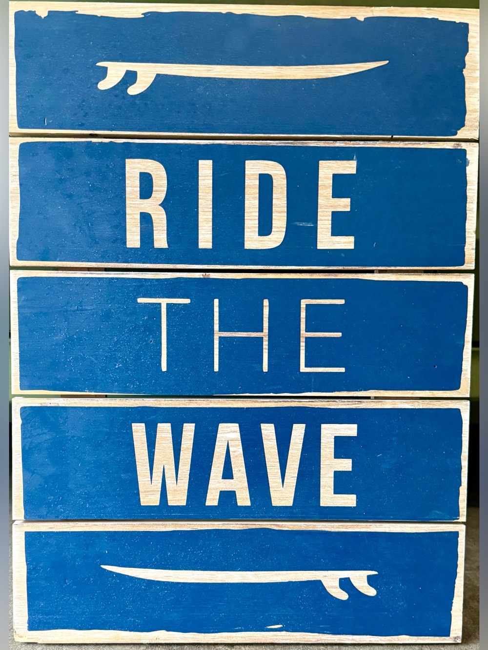 Pillowfort “Ride the Wave” Blue Wooden Wall Sign